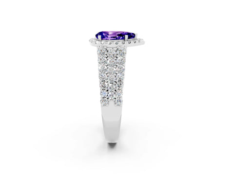 White gold Pear Cut Halo Pavé Diamond Engagement Ring with Split Shank and Four-Prong Setting_2