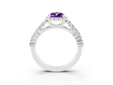 White gold Pear Cut Halo Pavé Diamond Engagement Ring with Split Shank and Four-Prong Setting_3