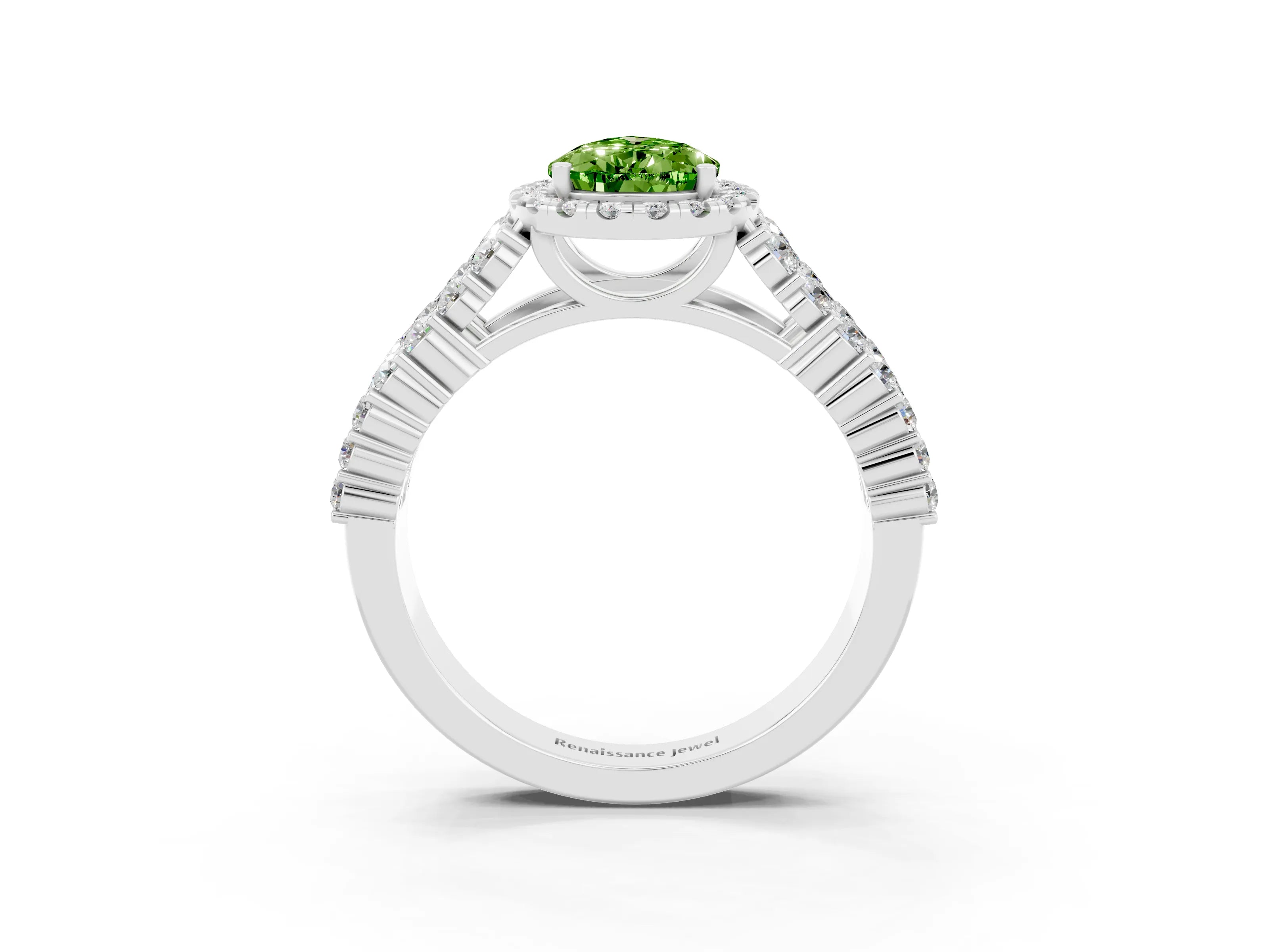 White gold Pear Cut Halo Pavé Diamond Engagement Ring with Split Shank and Four-Prong Setting_3