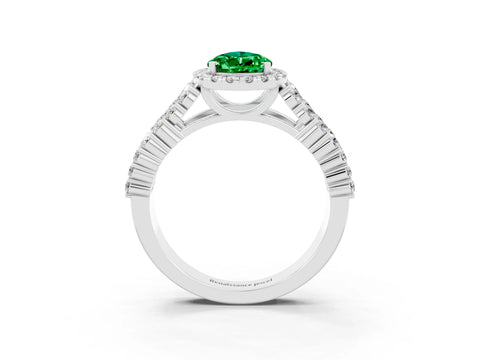 White gold Pear Cut Halo Pavé Diamond Engagement Ring with Split Shank and Four-Prong Setting_3