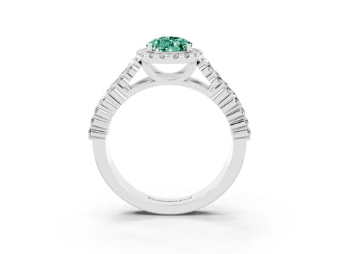 White gold Pear Cut Halo Pavé Diamond Engagement Ring with Split Shank and Four-Prong Setting_3