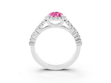 White gold Pear Cut Halo Pavé Diamond Engagement Ring with Split Shank and Four-Prong Setting_3