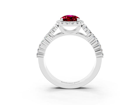 White gold Pear Cut Halo Pavé Diamond Engagement Ring with Split Shank and Four-Prong Setting_3