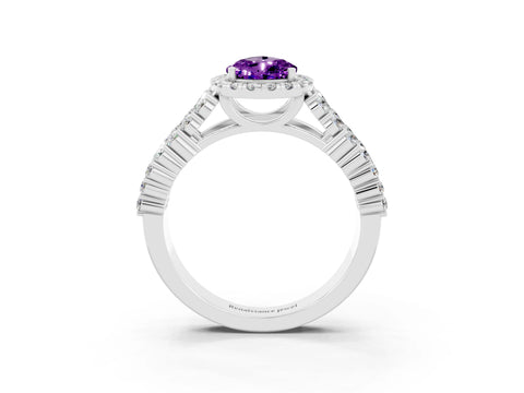 White gold Pear Cut Halo Pavé Diamond Engagement Ring with Split Shank and Four-Prong Setting_3