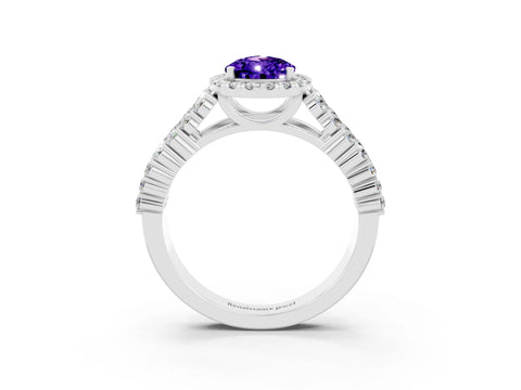White gold Pear Cut Halo Pavé Diamond Engagement Ring with Split Shank and Four-Prong Setting_3