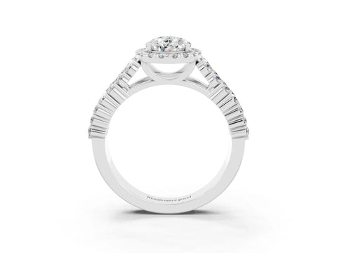 White gold Pear Cut Halo Pavé Diamond Engagement Ring with Split Shank and Four-Prong Setting_3