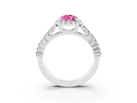 White gold Pear Cut Halo Pavé Diamond Engagement Ring with Split Shank and Four-Prong Setting_3
