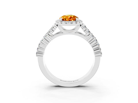 White gold Pear Cut Halo Pavé Diamond Engagement Ring with Split Shank and Four-Prong Setting_3