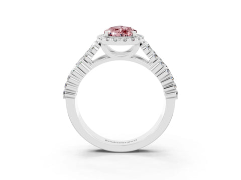 White gold Pear Cut Halo Pavé Diamond Engagement Ring with Split Shank and Four-Prong Setting_3