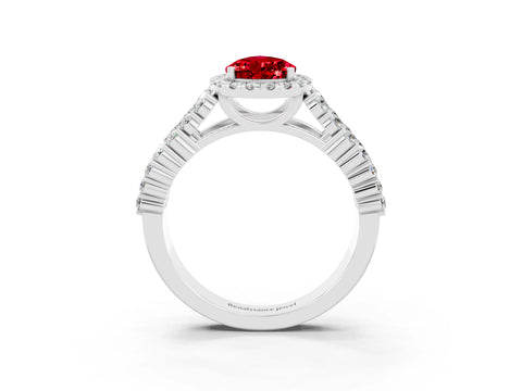 White gold Pear Cut Halo Pavé Diamond Engagement Ring with Split Shank and Four-Prong Setting_3