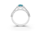White gold Pear Cut Halo Pavé Diamond Engagement Ring with Split Shank and Four-Prong Setting_3