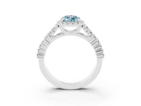 White gold Pear Cut Halo Pavé Diamond Engagement Ring with Split Shank and Four-Prong Setting_3