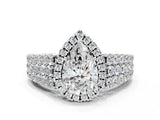 White gold Pear Cut Halo Pavé Diamond Engagement Ring with Split Shank and Four-Prong Setting_4