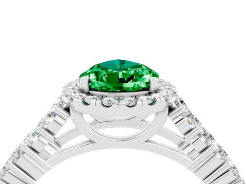 White gold Pear Cut Halo Pavé Diamond Engagement Ring with Split Shank and Four-Prong Setting_4