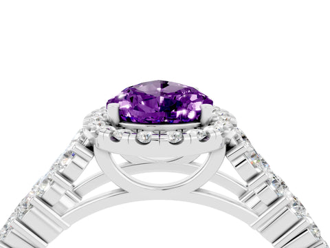 White gold Pear Cut Halo Pavé Diamond Engagement Ring with Split Shank and Four-Prong Setting_4