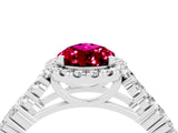 White gold Pear Cut Halo Pavé Diamond Engagement Ring with Split Shank and Four-Prong Setting_4