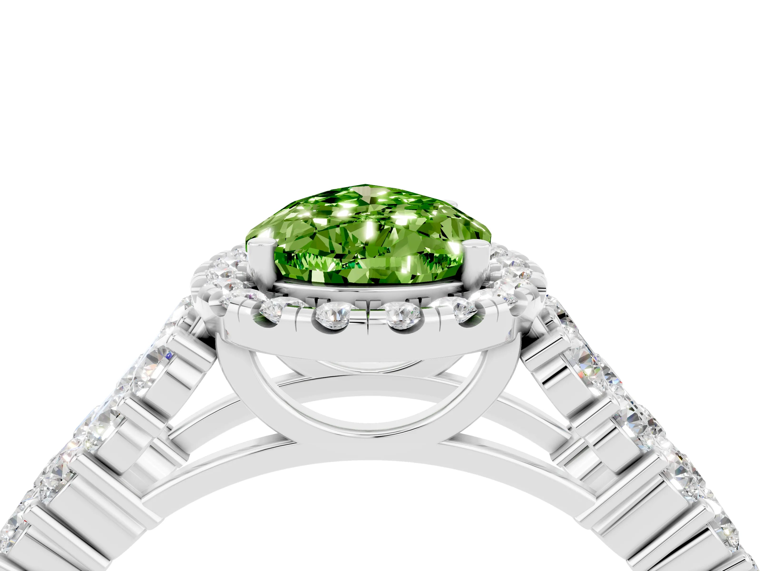 White gold Pear Cut Halo Pavé Diamond Engagement Ring with Split Shank and Four-Prong Setting_4