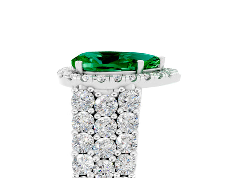 White gold Pear Cut Halo Pavé Diamond Engagement Ring with Split Shank and Four-Prong Setting_5