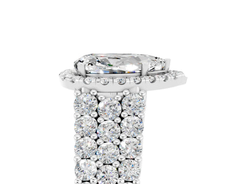 White gold Pear Cut Halo Pavé Diamond Engagement Ring with Split Shank and Four-Prong Setting_5