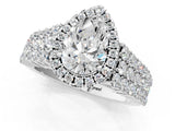 White gold Pear Cut Halo Pavé Diamond Engagement Ring with Split Shank and Four-Prong Setting_5