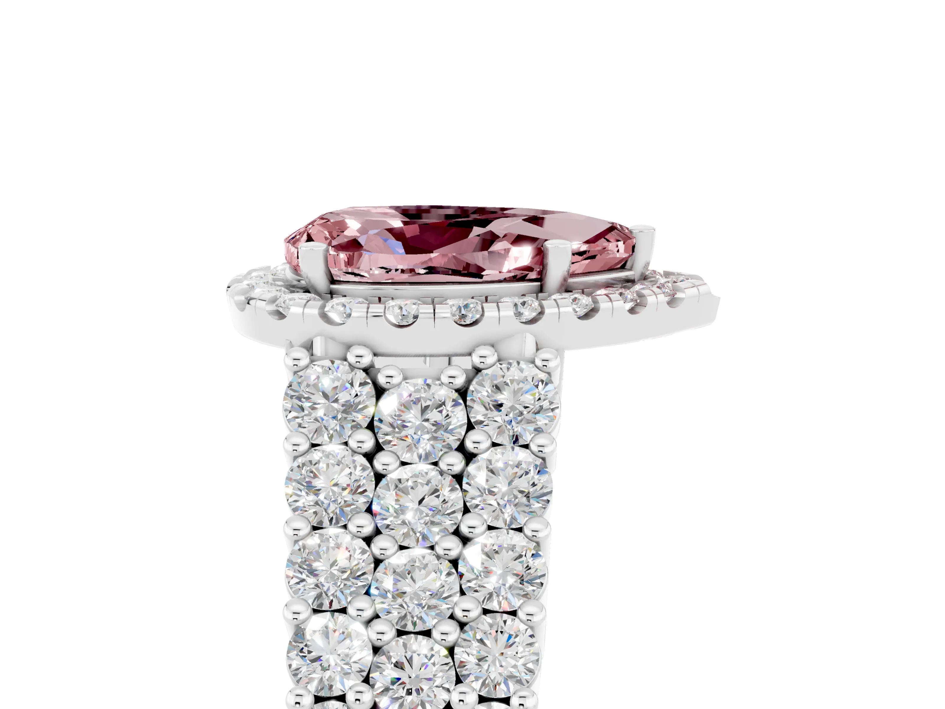 White gold Pear Cut Halo Pavé Diamond Engagement Ring with Split Shank and Four-Prong Setting_5