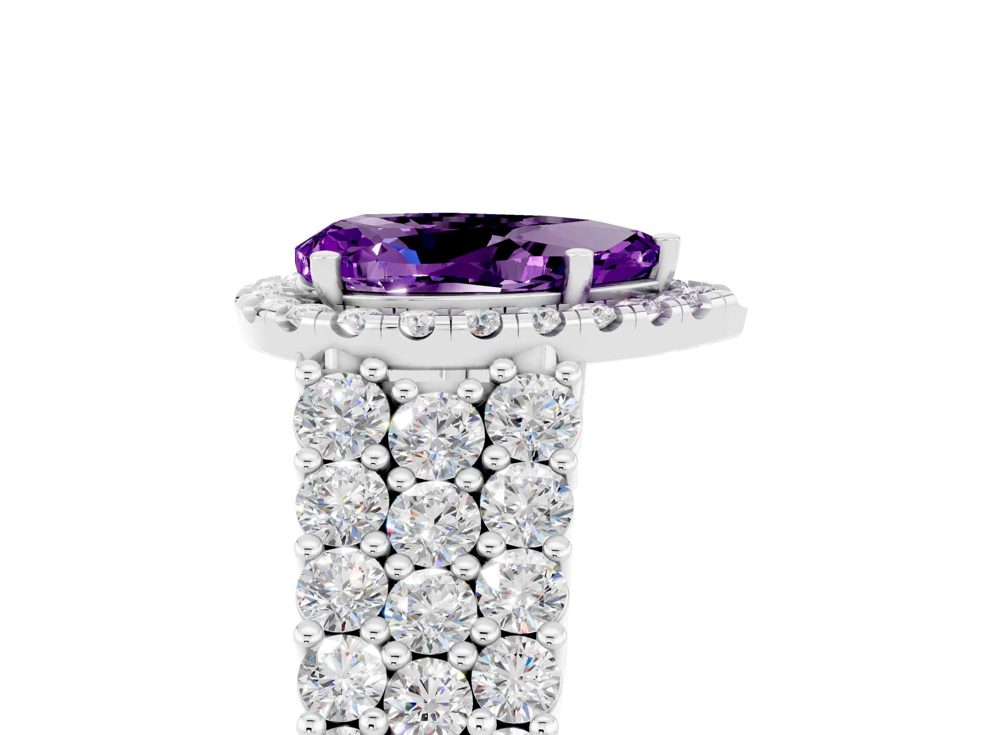 White gold Pear Cut Halo Pavé Diamond Engagement Ring with Split Shank and Four-Prong Setting_5
