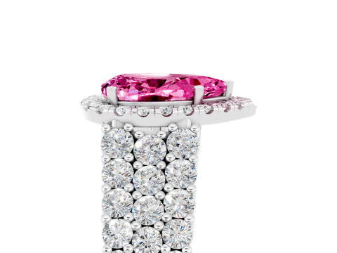 White gold Pear Cut Halo Pavé Diamond Engagement Ring with Split Shank and Four-Prong Setting_5