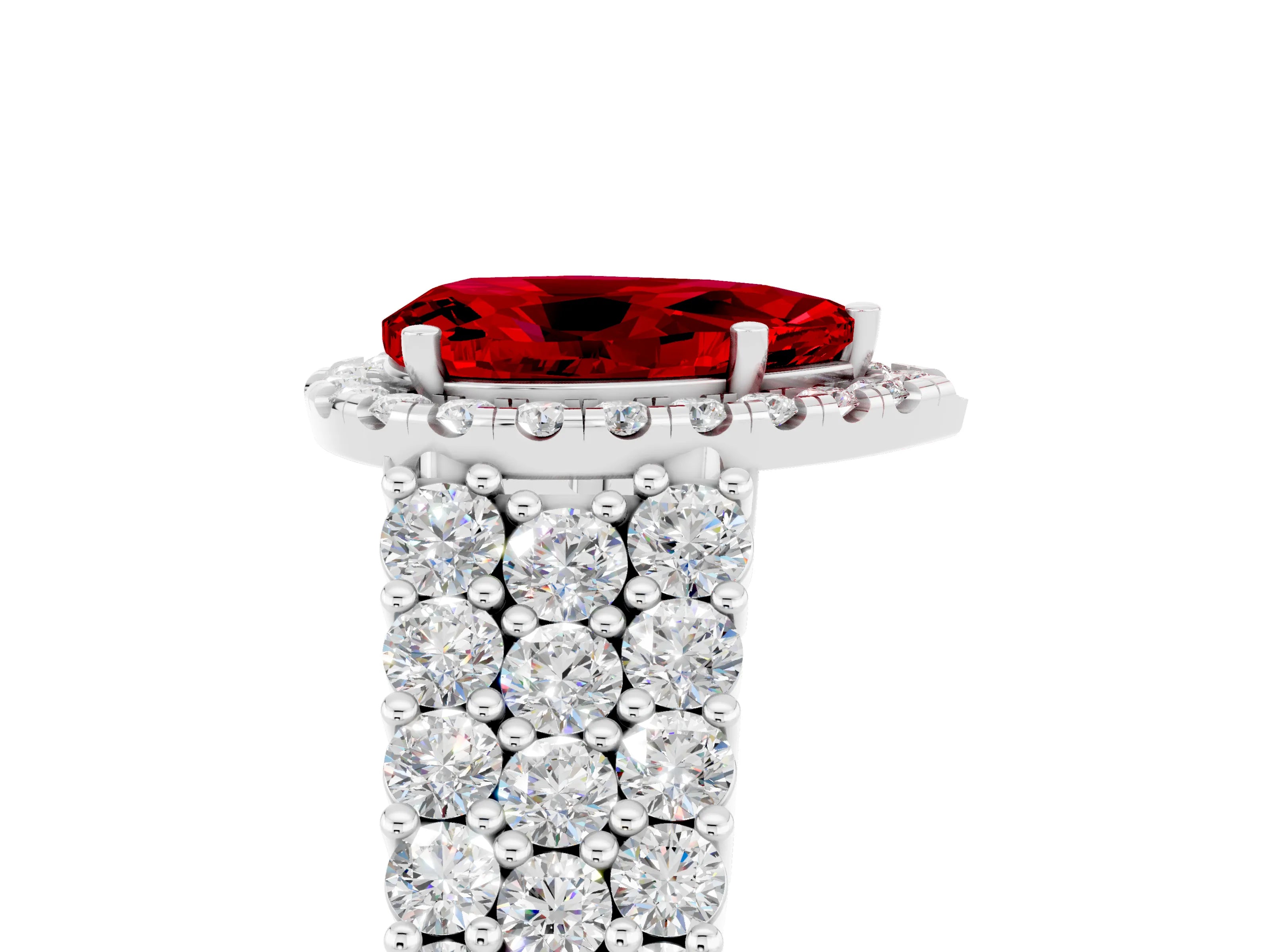 White gold Pear Cut Halo Pavé Diamond Engagement Ring with Split Shank and Four-Prong Setting_5