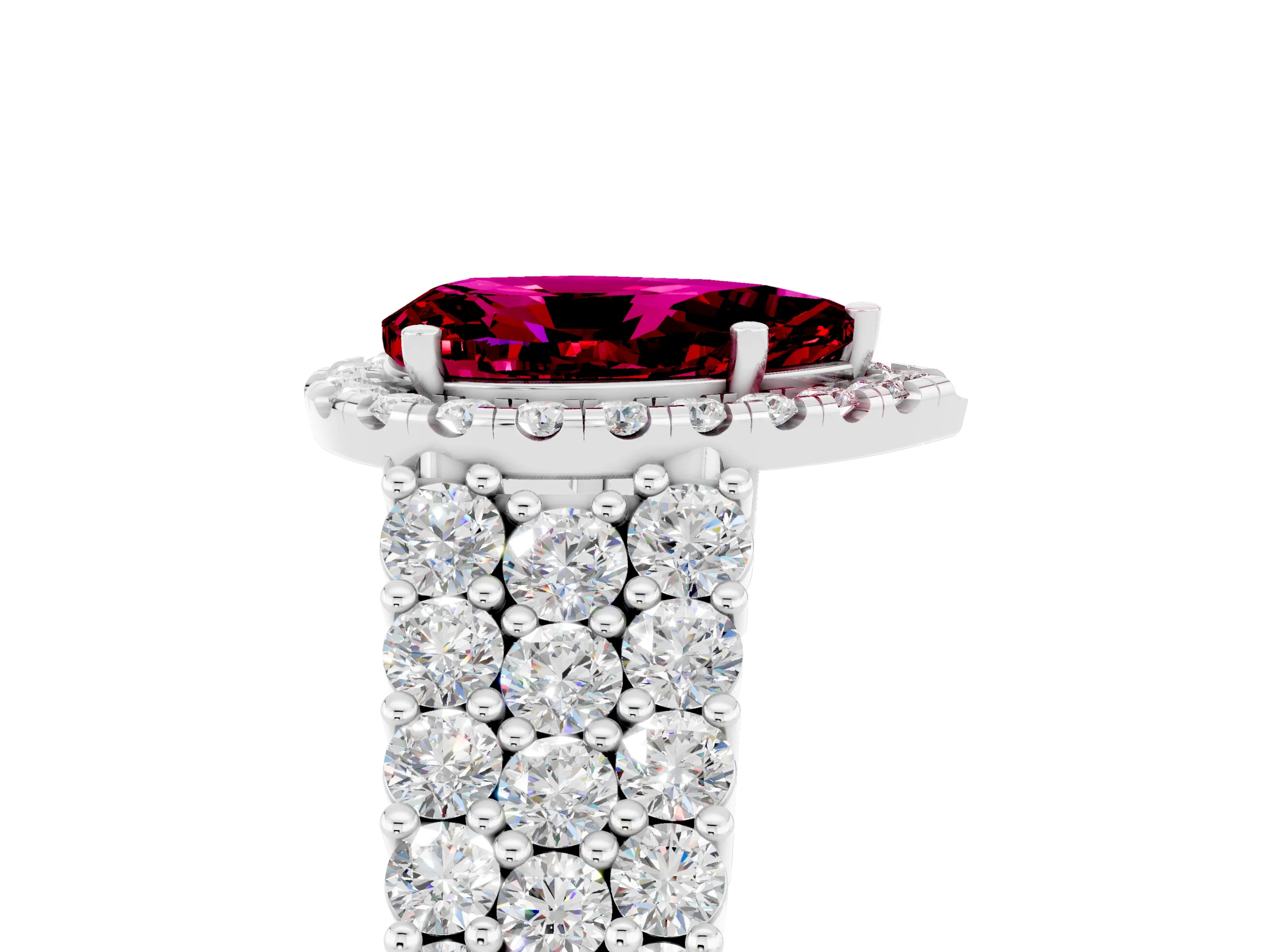 White gold Pear Cut Halo Pavé Diamond Engagement Ring with Split Shank and Four-Prong Setting_5