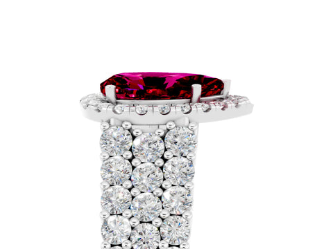White gold Pear Cut Halo Pavé Diamond Engagement Ring with Split Shank and Four-Prong Setting_5