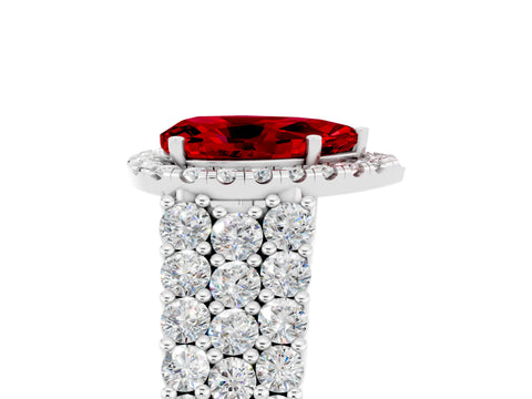 White gold Pear Cut Halo Pavé Diamond Engagement Ring with Split Shank and Four-Prong Setting_5