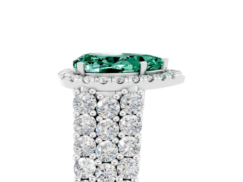 White gold Pear Cut Halo Pavé Diamond Engagement Ring with Split Shank and Four-Prong Setting_5