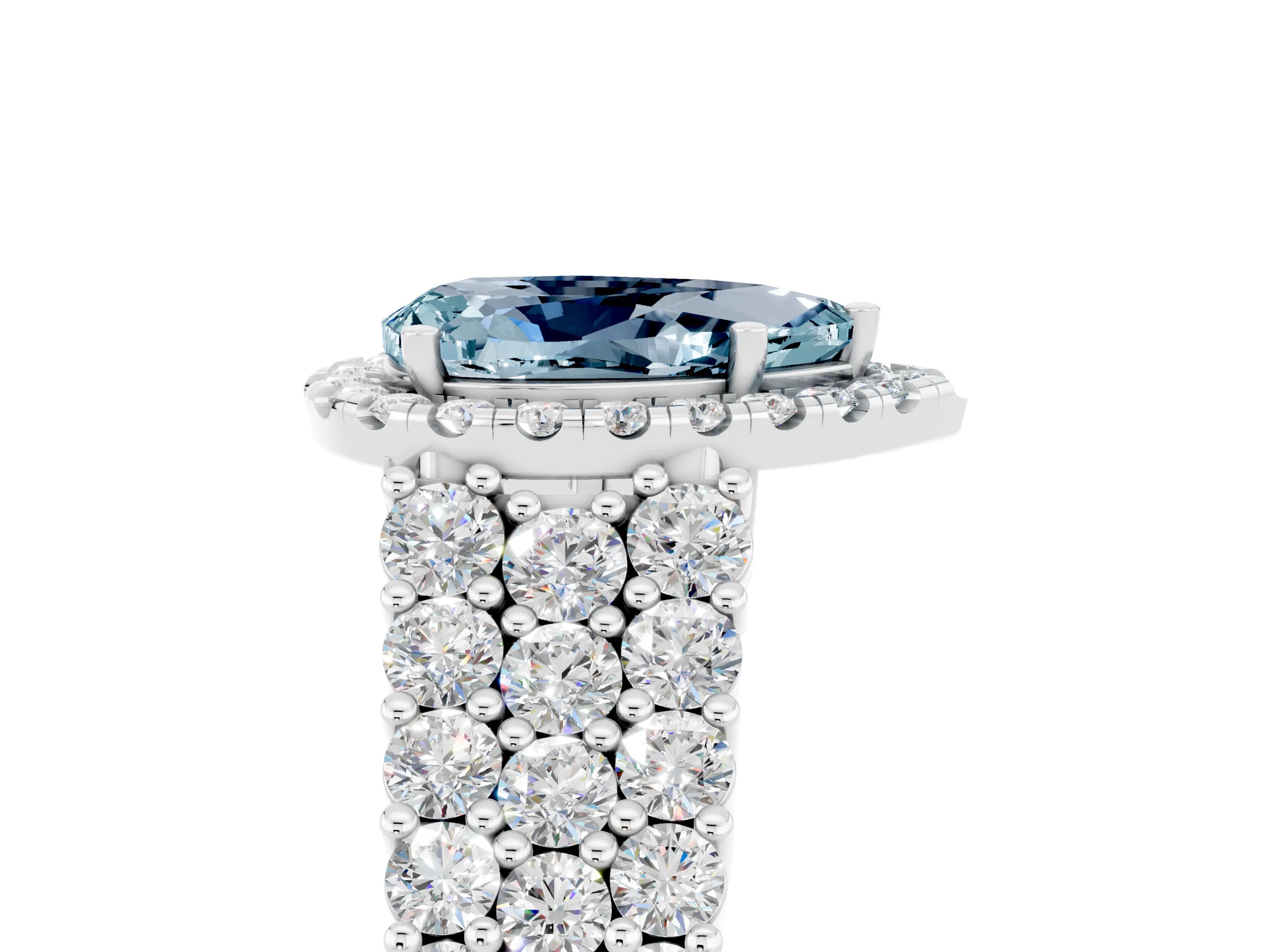 White gold Pear Cut Halo Pavé Diamond Engagement Ring with Split Shank and Four-Prong Setting_5