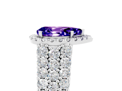White gold Pear Cut Halo Pavé Diamond Engagement Ring with Split Shank and Four-Prong Setting_5