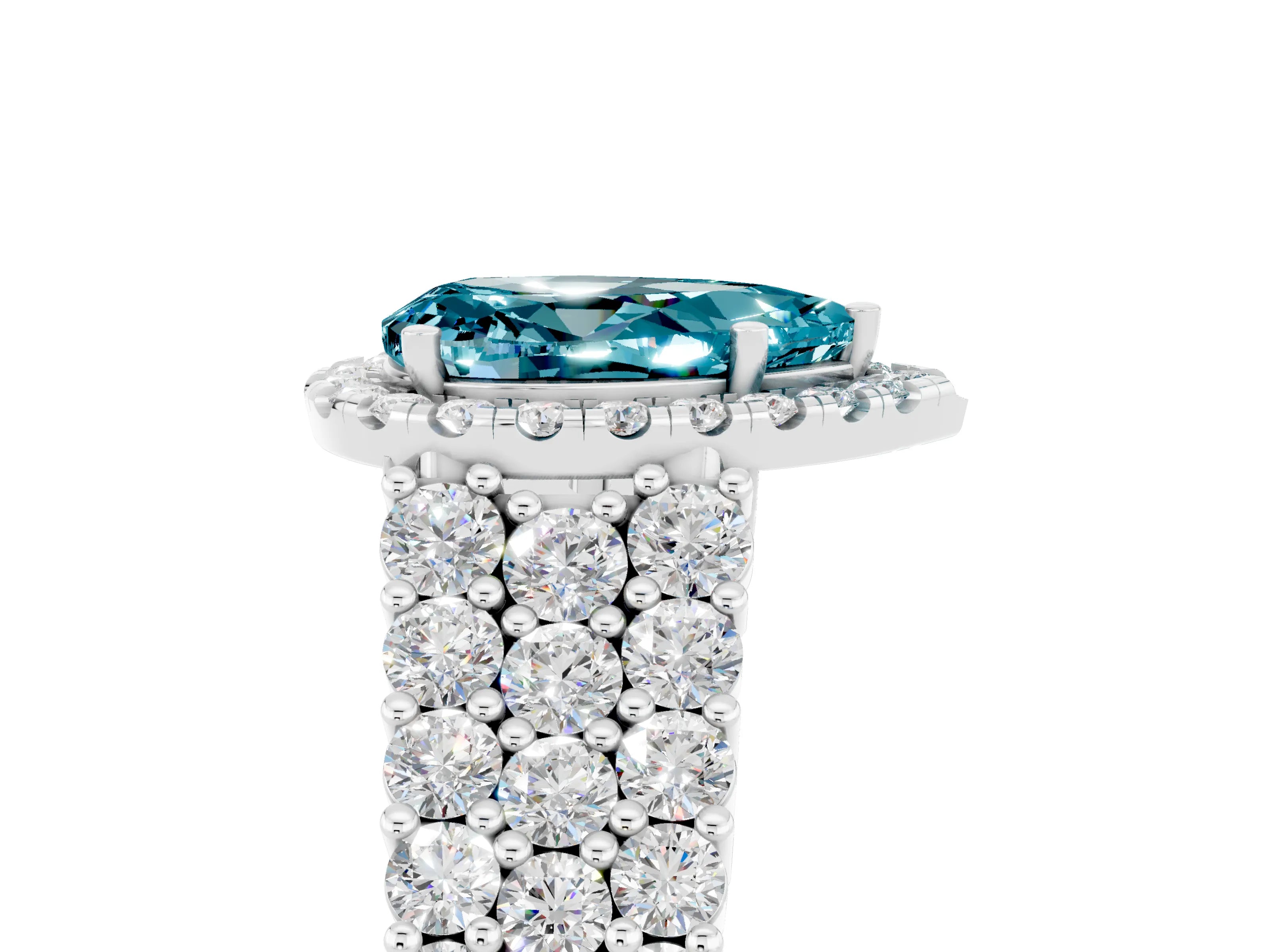 White gold Pear Cut Halo Pavé Diamond Engagement Ring with Split Shank and Four-Prong Setting_5