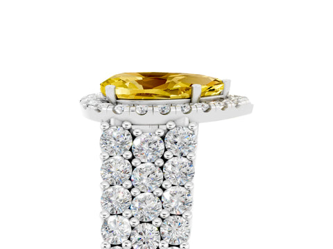White gold Pear Cut Halo Pavé Diamond Engagement Ring with Split Shank and Four-Prong Setting_5