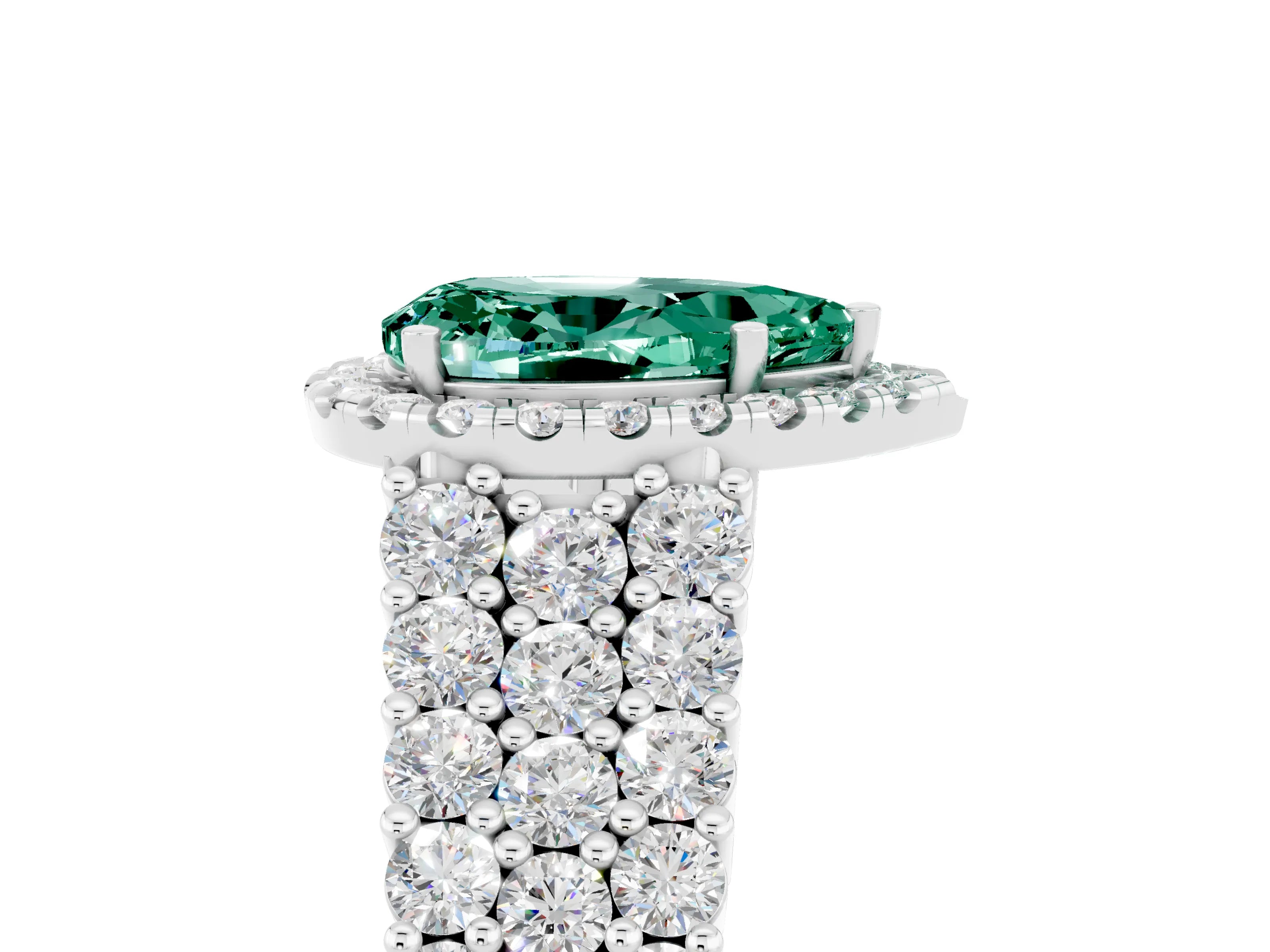 White gold Pear Cut Halo Pavé Diamond Engagement Ring with Split Shank and Four-Prong Setting_5