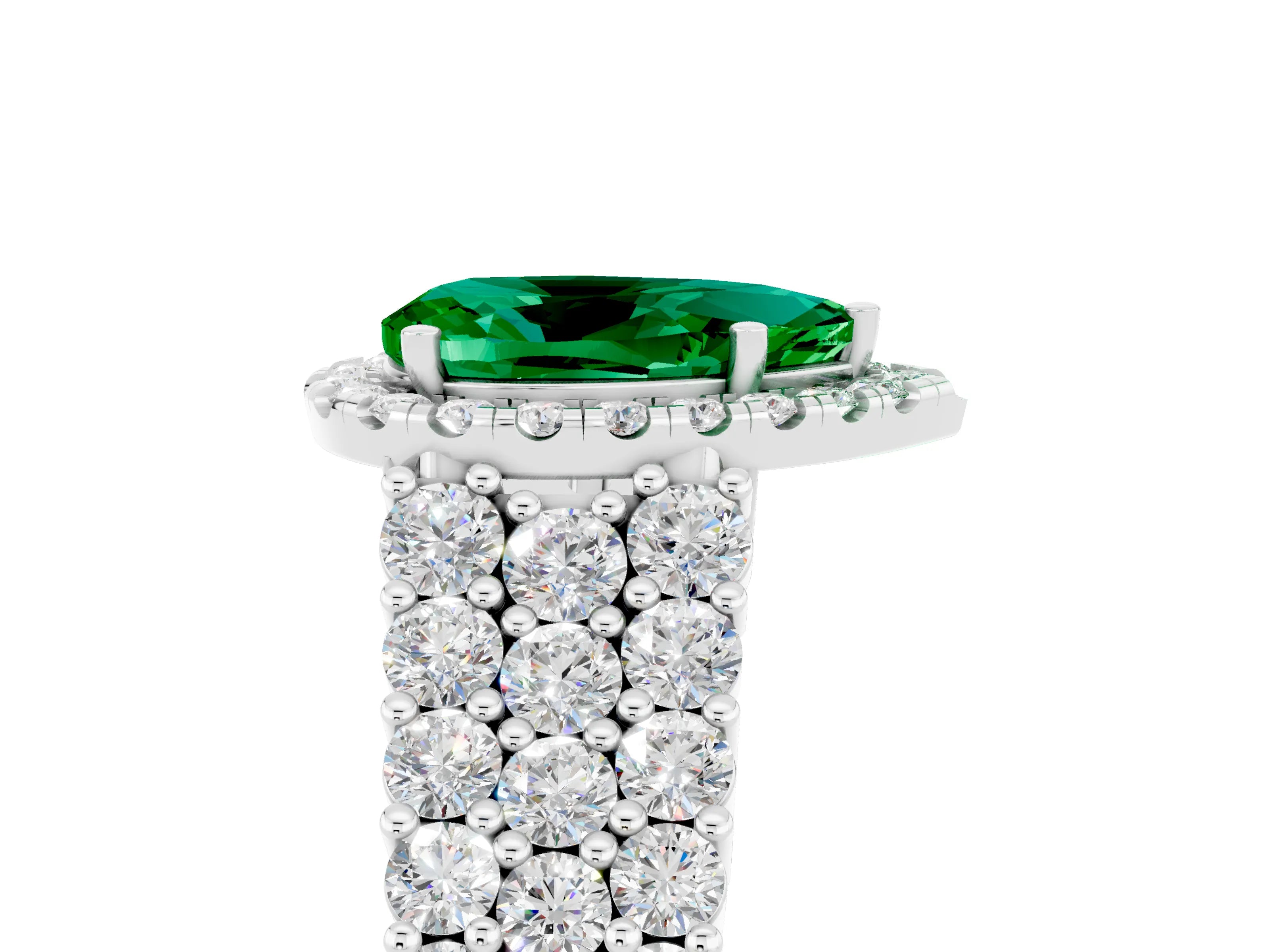 White gold Pear Cut Halo Pavé Diamond Engagement Ring with Split Shank and Four-Prong Setting_5