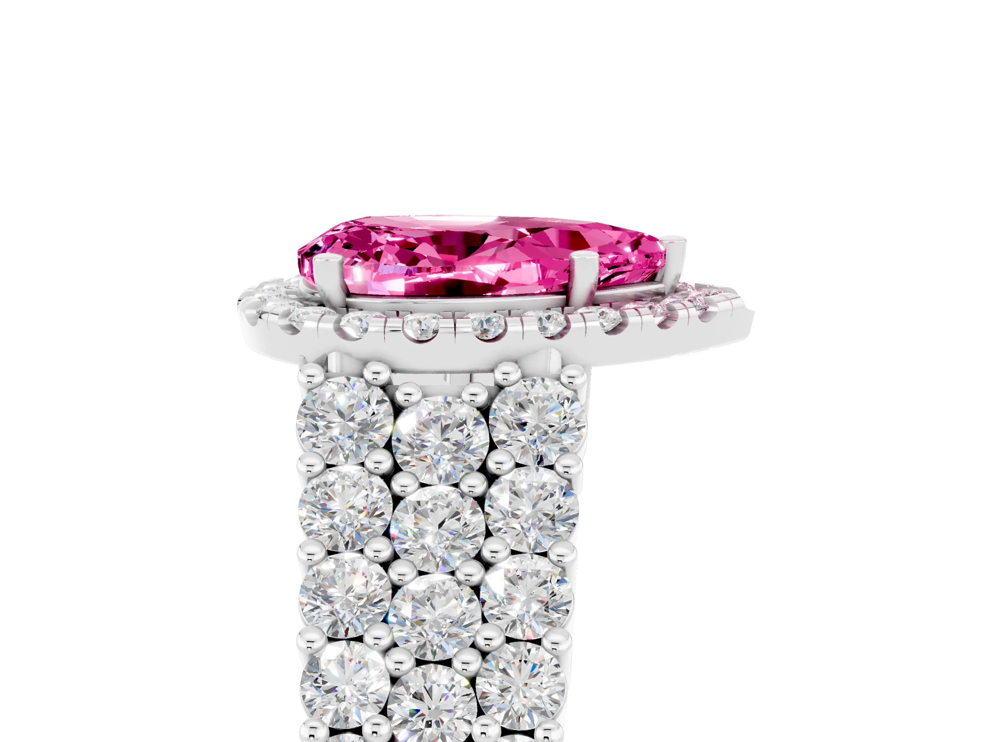 White gold Pear Cut Halo Pavé Diamond Engagement Ring with Split Shank and Four-Prong Setting_5