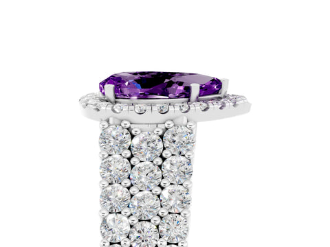 White gold Pear Cut Halo Pavé Diamond Engagement Ring with Split Shank and Four-Prong Setting_5