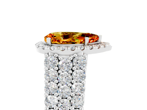 White gold Pear Cut Halo Pavé Diamond Engagement Ring with Split Shank and Four-Prong Setting_5