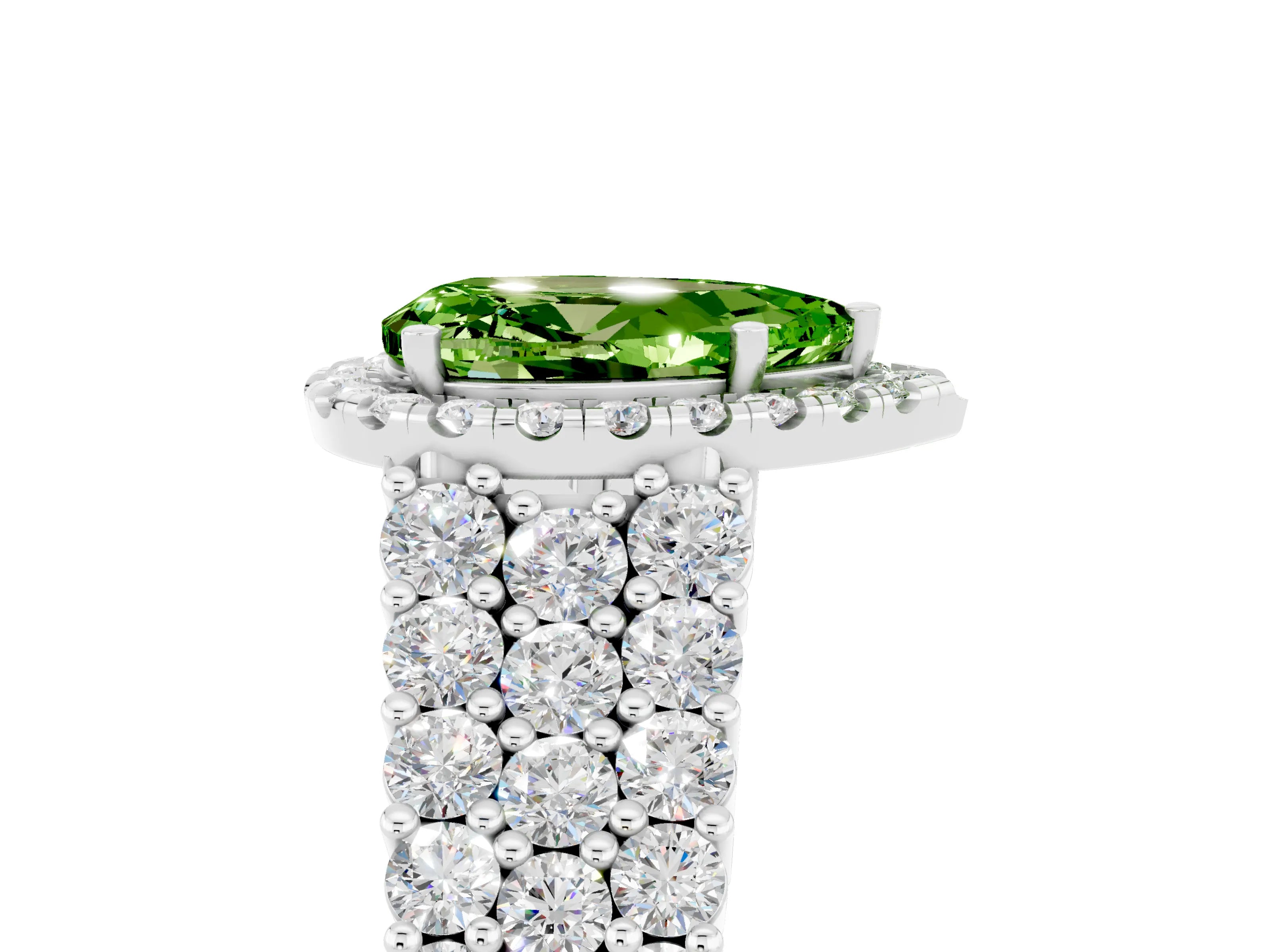 White gold Pear Cut Halo Pavé Diamond Engagement Ring with Split Shank and Four-Prong Setting_5