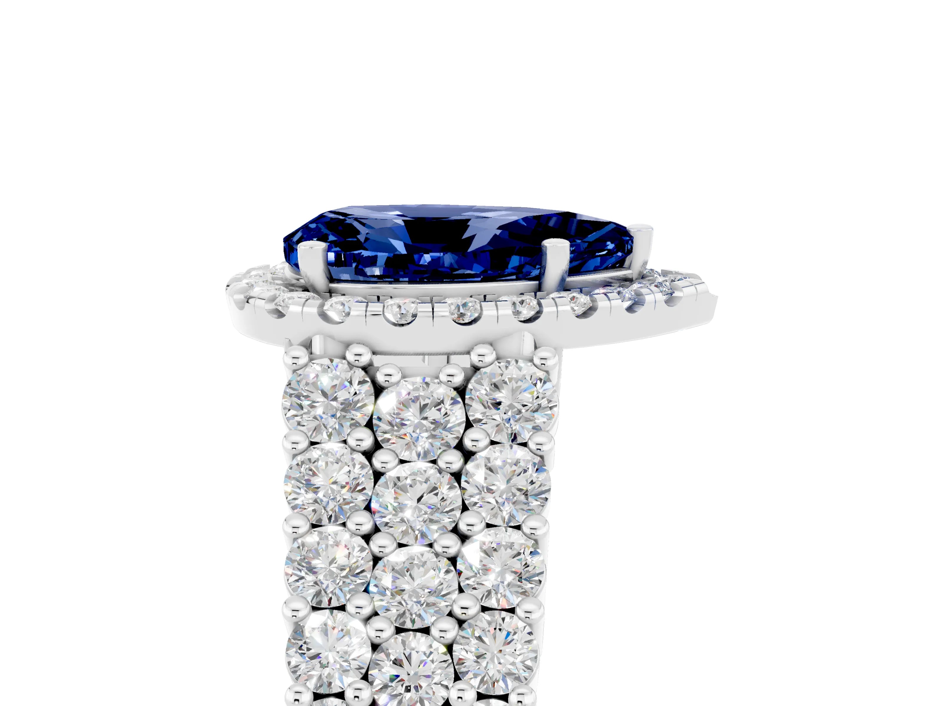 White gold Pear Cut Halo Pavé Diamond Engagement Ring with Split Shank and Four-Prong Setting_5