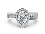 White gold Pear Cut Halo Pave Band Four-Prong Ring_72