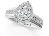 White gold Pear Cut Halo Pave Band Four-Prong Ring_73