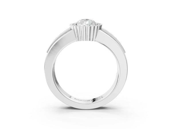 White gold Pear Cut Halo Pave Band Four-Prong Ring