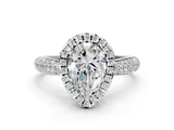 White gold Pear Cut Halo Pave Band Four-Prong Setting Ring_35
