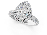 White gold Pear Cut Halo Pave Band Four-Prong Setting Ring_38