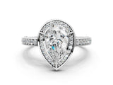 White gold Pear Cut Halo Pave Split Shank Prong Setting Ring_44