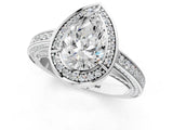 White gold Pear Cut Halo Pave Split Shank Prong Setting Ring_45